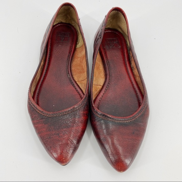 Frye distressed leather pointed toe flats